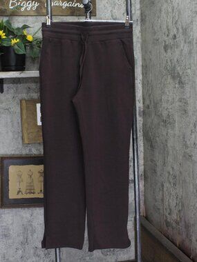 NEW Belle by Kim Gravel ScubaLuxe Drawstring Waist Pants Chocolate Plum Brown S